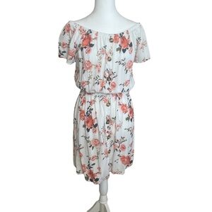 J for Justify Floral Off the Shoulder Dress Elastic Waist 1X Fits Small Cottage